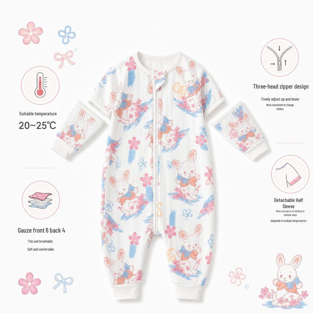 Bamboo Cotton Baby Sleeper: Split-Leg, Lightweight, Anti-Kick, All-Season Pajamas