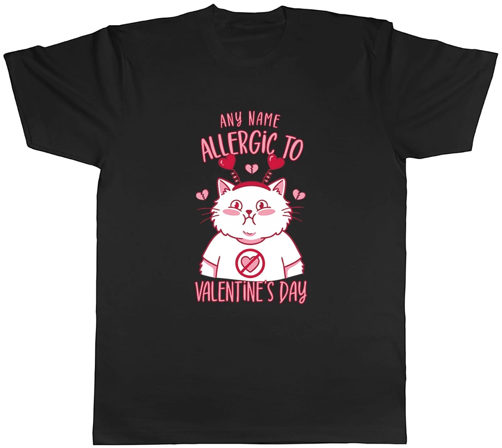 Personalised Allergic to Valentine s Day Funny Mens T-Shirt Tee Gift Top XL