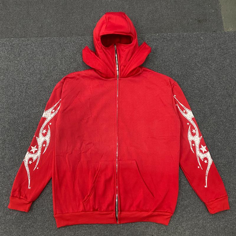 

Европейская и американская Y2K ретро толстовка с капюшоном на молнии в уличном хип-хоп стиле 2XL красный