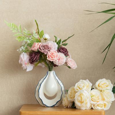 Ceramic Vase Decoration Flower Arrangement Creative Flowers Simple Modern Art White High-Grade Vase Container Flower Pot Gifts