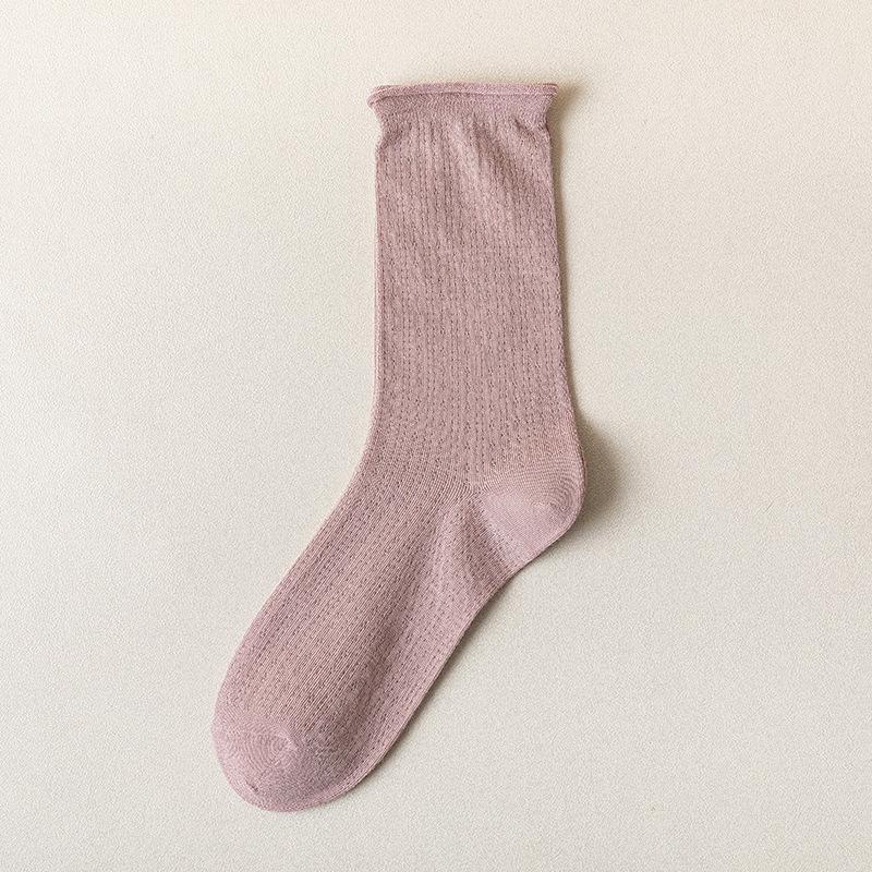 Lot de 5 paires de chaussettes Harajuku pour femme, couleur unie, en coton respirant, style tube central, collection printemps-été