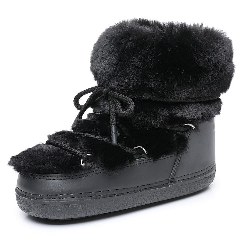 New Women'S Winter Boots Furry Short Tube Snow Boots Women Artificial Rabbit Fur Space Boots Non-Slip Warm Shoes For Women