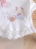New Kids' Cute Cartoon Lace T-Shirt - Korean Style, Short-Sleeve, Round Neck, Stylish Summer Top