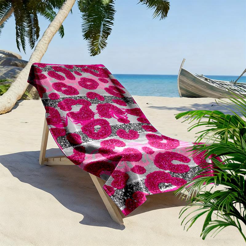 Leopard Print Beach Towel, Large Soft Quick Dry Towel for Beach Camping Swimming