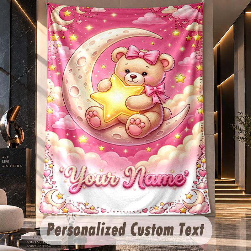 Teddy Bear (284) Theme Custom Tapestry Personalized Custom Name Text Wall Hanging Tapestry Home Decor Background Cloth
