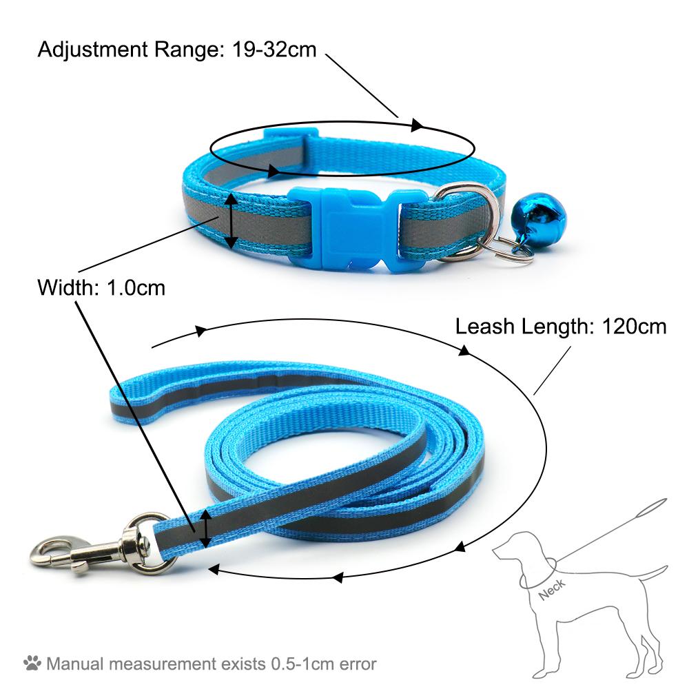 24set Adjustable Reflective Collars With Leash Cat Traction Rope Outdoor Dog Walking Anti-lost Pet Lead Supplies