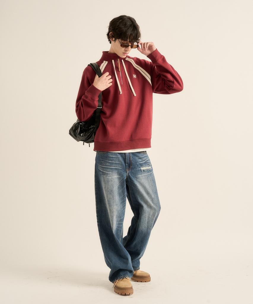 Seteo Lawton Half Zip Sweatshirt Burgundy