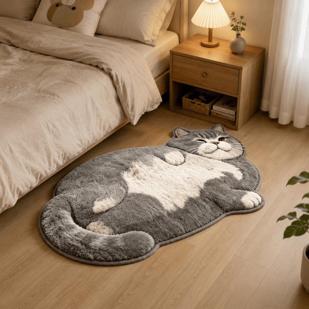 Easy To Clean Cat-Shaped Area Rug Non-Slip Cartoon Carpet Soft Home Decor Carpet Living Rooms