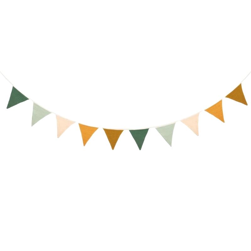 Cotton Fabric Pennant String Bunting Flags Triangular Banners Garlands for Nursery Baby Shower and Playroom Decoration X3UC