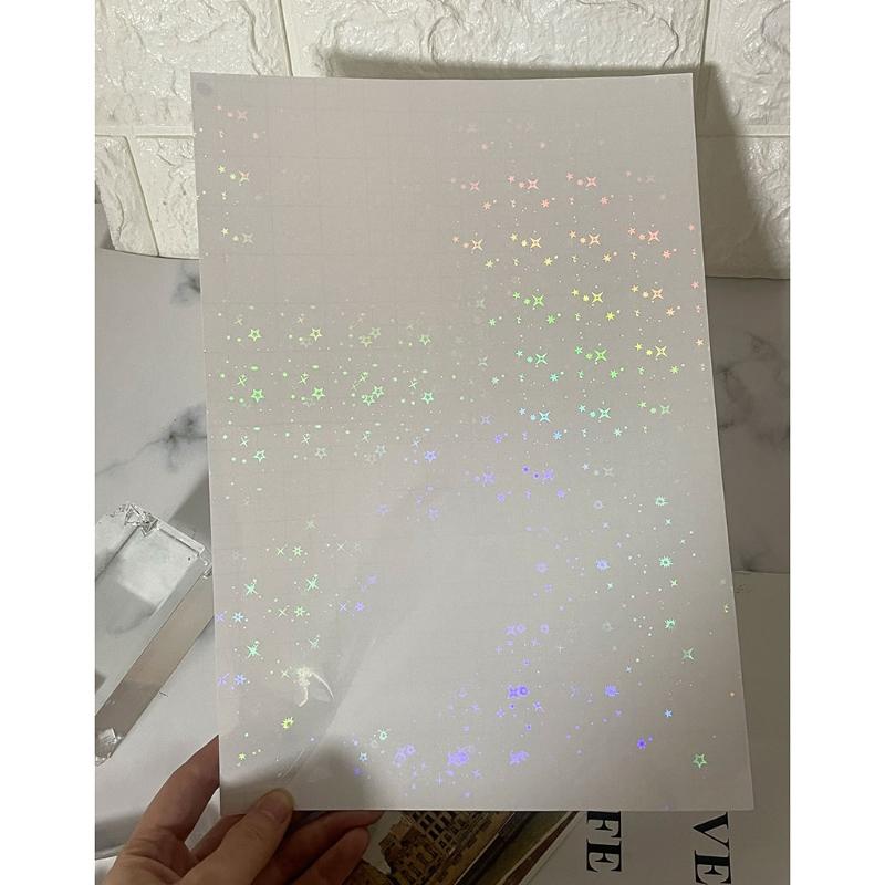 5 Sheets Clear Holographical Overlay Lamination Vinyls Self-Adhesive Laminate Waterproof Vinyls Sticker Paper