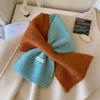Knitted Cross Scarf Two-Tone Color Lazy Neck Warmer Stylish Knitted Scarf  For Women