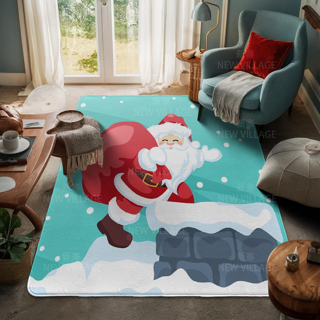 House Entrance Carpet Home Door Mat Living Room Bath Foot Bathroom Non-slip Water Absorption Rugs Bath Merry Christmas Winter