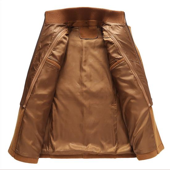 Men Woolen Coat Stand Collar Lapel Long Sleeve Solid Color Mid-length Business Coat Zipper Button Closure Work Windbreaker