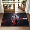 Crystal Velvet Square Rug Custom NameCristiano Ronaldo Pattern Non Slip Home Floor Decor Rug
