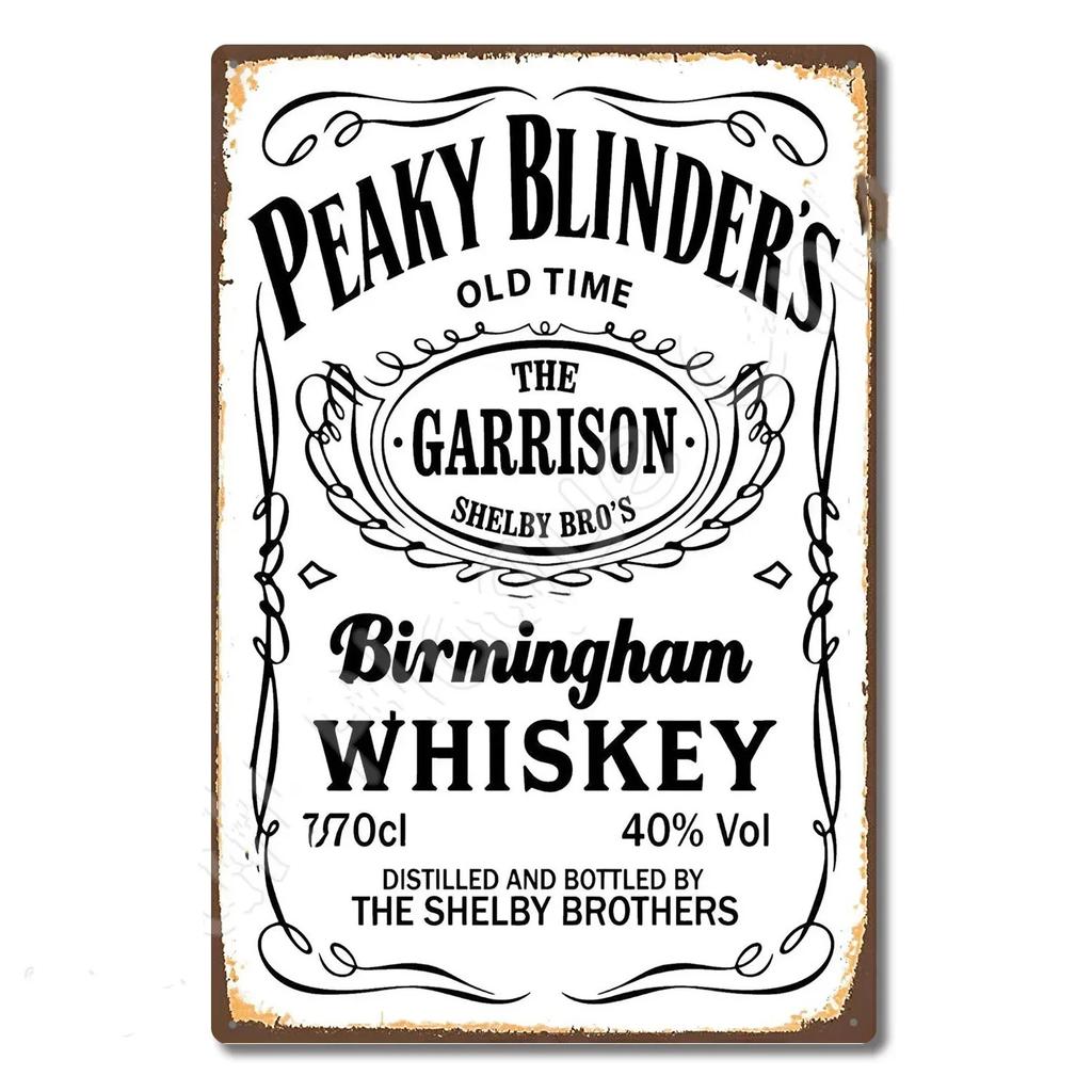 Vintage Tin Sign Peaky Blinders Whiskey Metal Sign Poster Retro Art Plaque Wall Decor for Home Bar Pub Cafe Restaurant 8x12 I