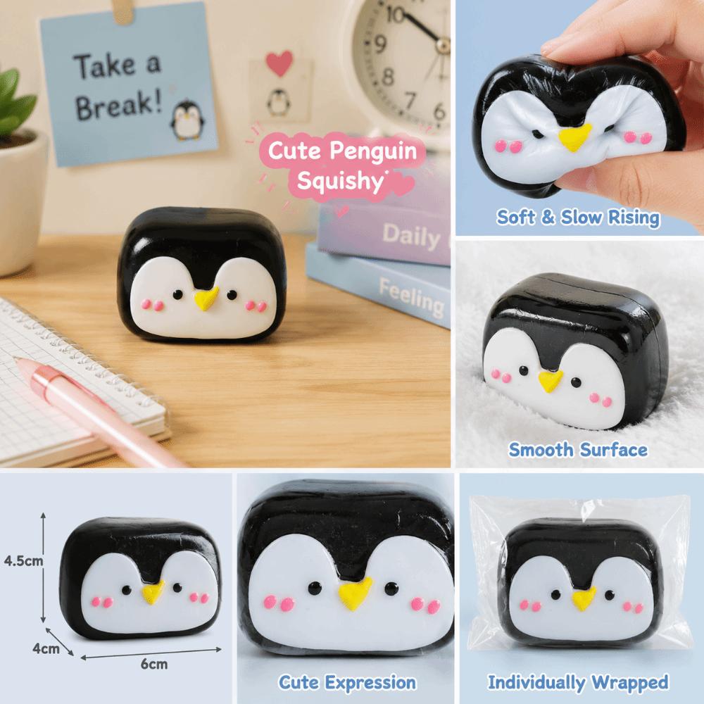 Cookie Shape Penguin Face Squishy Toy Glossy Surface Stress Relief Toy Daily Relaxation