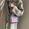 Small Mini Letter Printed Handheld Canvas Bag Contrasting Color Casual Shoulder Bag