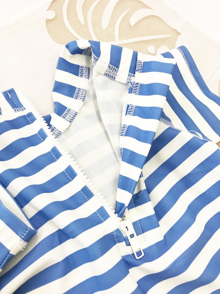 Emfay Short Top and Bottom with Rash UV 4T Boys' Swimsuit, Sleeve, Striped, Set, Cap, Guard, Swimwear, Protection,