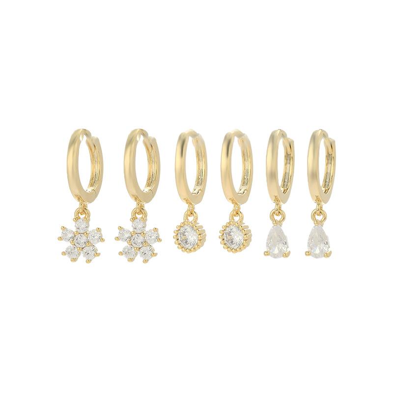 Ensemble de Boucles d'Oreilles Trois Paires de Boucles d'Oreilles Éclat Délicat Zircon Boucles d'Oreilles Mignonnes Boucle Féminine Bijoux de Mode Femmes Fête Cadeau Accessoires