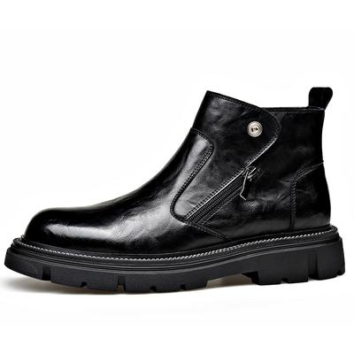 FashionNew Designer Cow Leather Chelsea Boots for Men Autumn Winter Zipper Platform Dress Shoes Man Fashion Casual Ankle Boots Male
