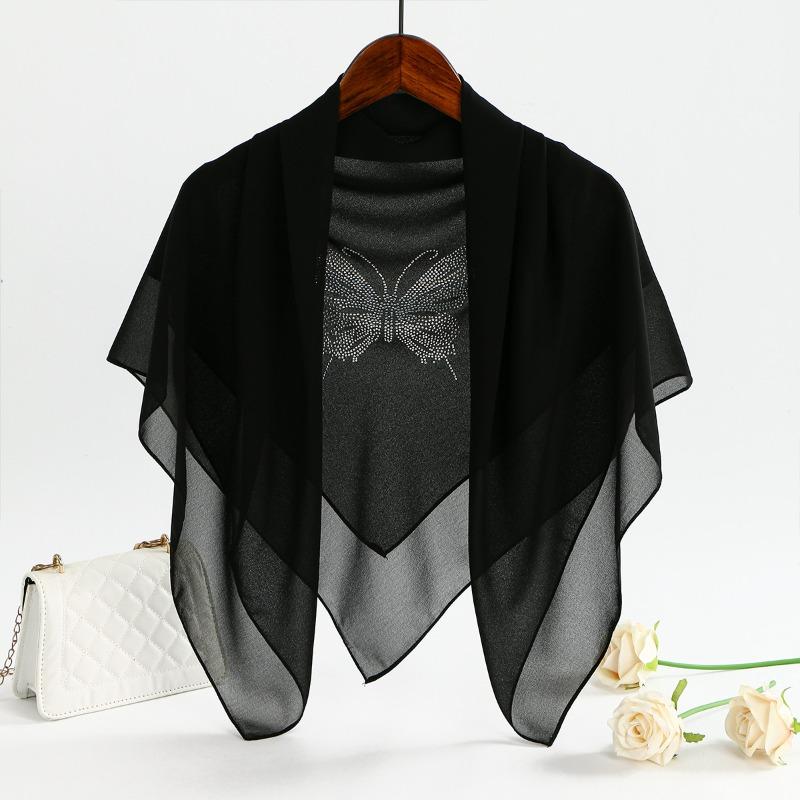 

Хиты продаж новый бабочка горячий бриллиант шифон универсальный квадратный шарф модный женский дышащий мягкий сумка на голову шаль шарф 90*90cm