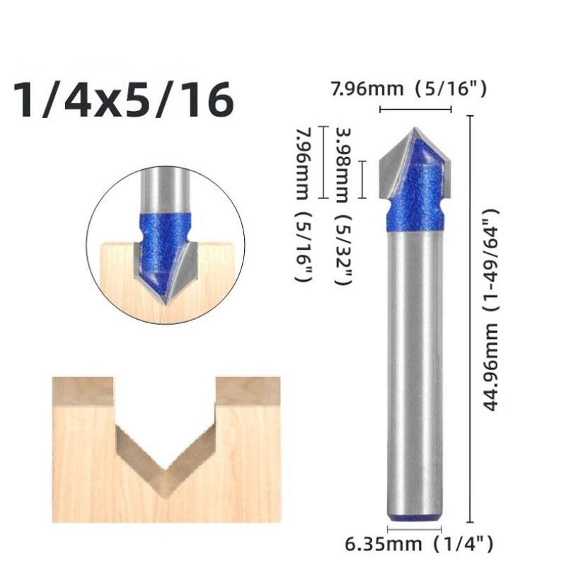 1/4inch 6mm Shank 90 Degree V Groove Template V-Groove V Grooving Router Bitit Carbide Milling Cutter Wood Drilling