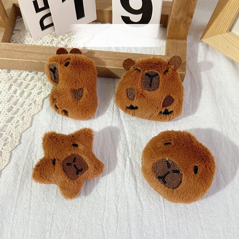 Cute Capybara Animal Plush Doll Brooch Fluffy Soft Stuffed Clothes Badge Pins Backpacks Decoration Accessories