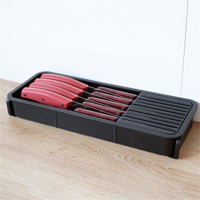 Expandable Knife Organizer Adjustable Compact Flatware Cutlery Tray Kitchen Drawer Knife Block for Cooking Utensils