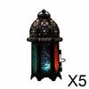 Iron Candle Holder Lantern Tealight Glass Metal Frame with Openwork Pattern And