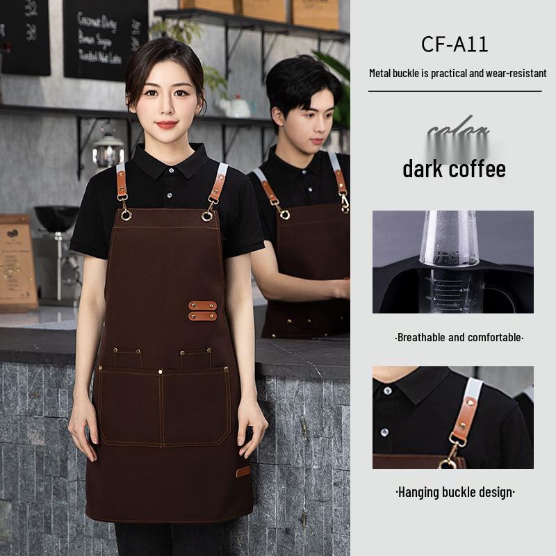 Custom Waterproof Oil-Proof Double Shoulder Canvas Apron