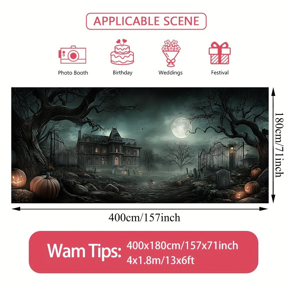 2D flat 2D door banner 1pc large Halloween garage door banner - Weird haunted house decoration polyester door banner 100x150cm