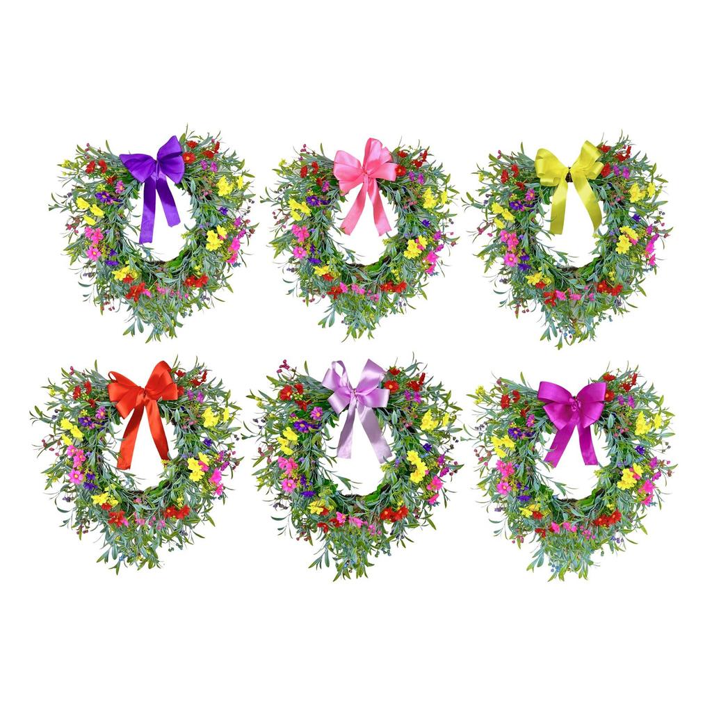 Heart Wreath Front Door Garland Artificial Spring Festival Decor Ornament Decorative Gypsophila Wreath for Party Window Porch