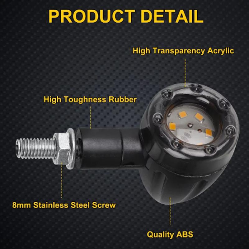 Motorcycle Turn Signal Light LED Mini Bullet Moto Indicators Stop Light LED Universal 12V 8mm LED Brake Amber Red Tail Lamp