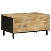  Coffee Table, Black, 80x50x40 Cm, Solid Rough Mango Wood