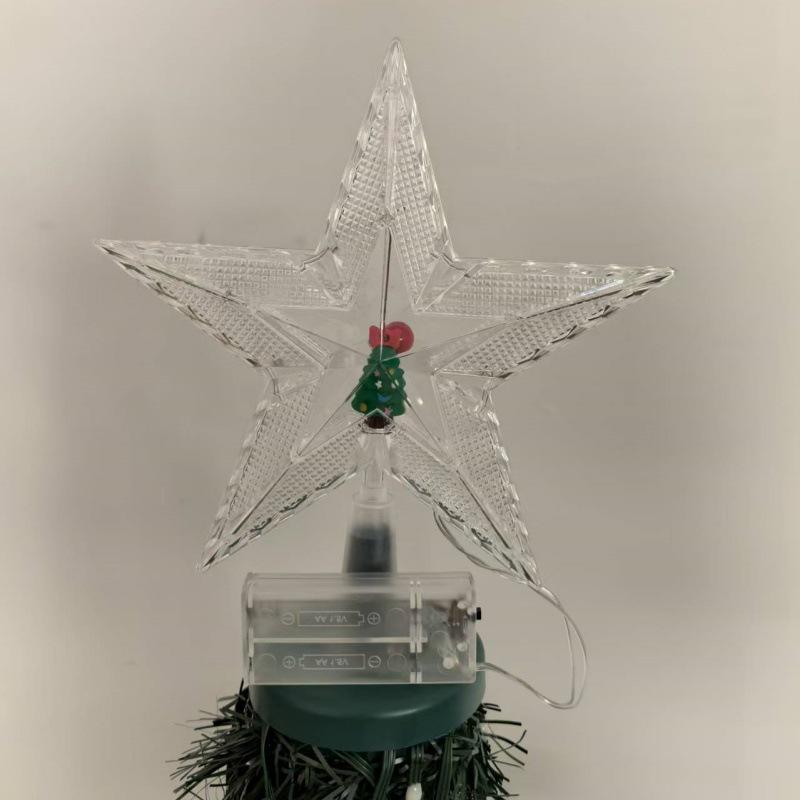 New 20cm Double-layer Five-pointed Star Snowman Tree Topper Light