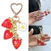 Strawberry Bag Pendant Keychain Handmade Flower Daisy Key Chain Stylish Floral Bag Charm Accessories for Women Girls