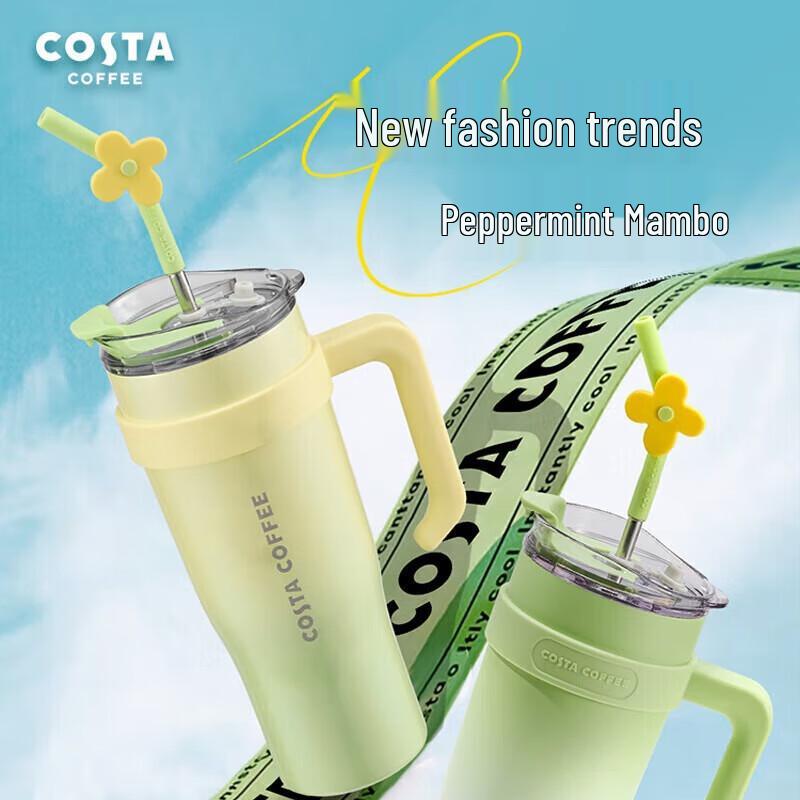 COSTA Jumbo Green Floral Thermal Mug