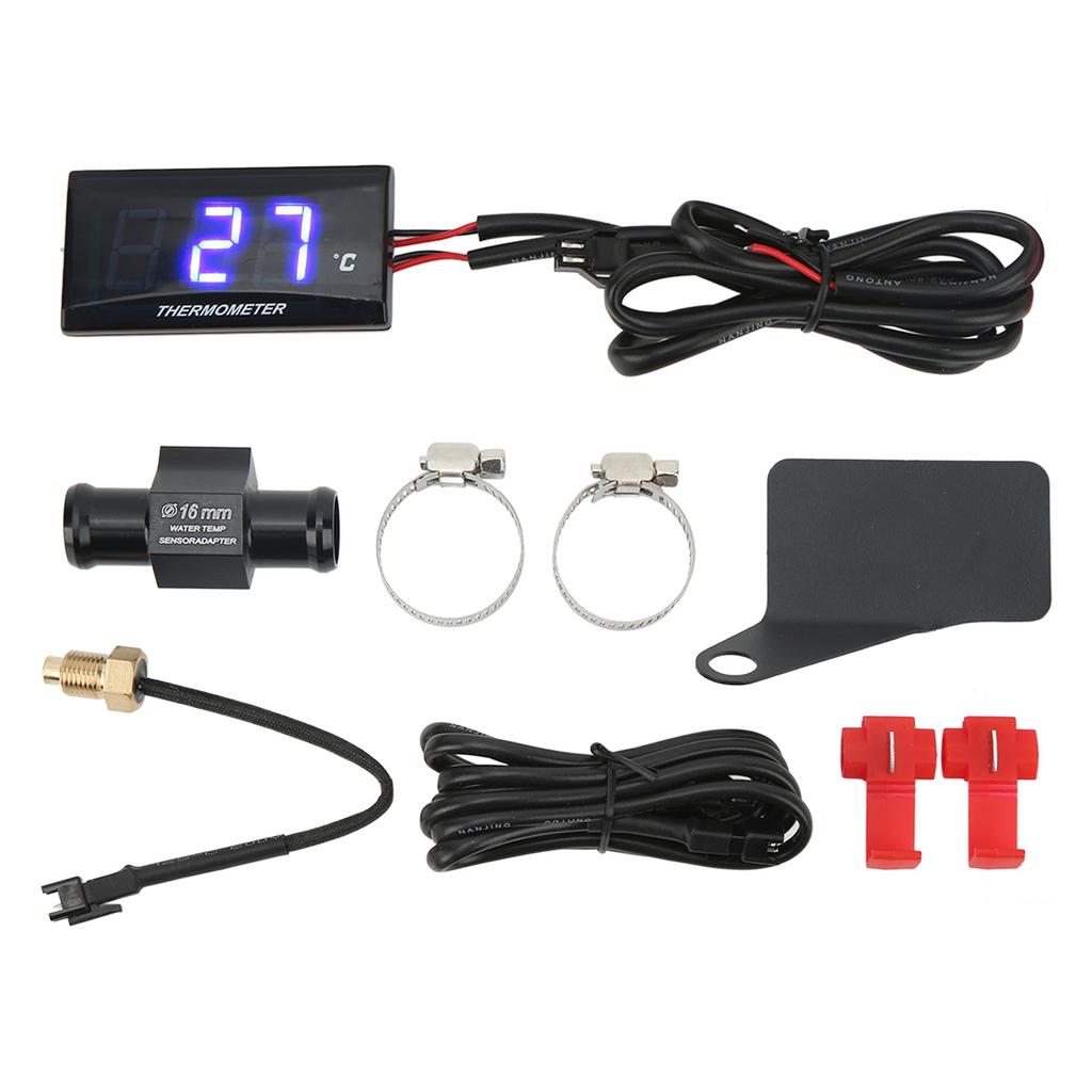 Motorcycle 12V LCD Screen Slim Water Temperature Gauge With 16mm Tee for Motorbike