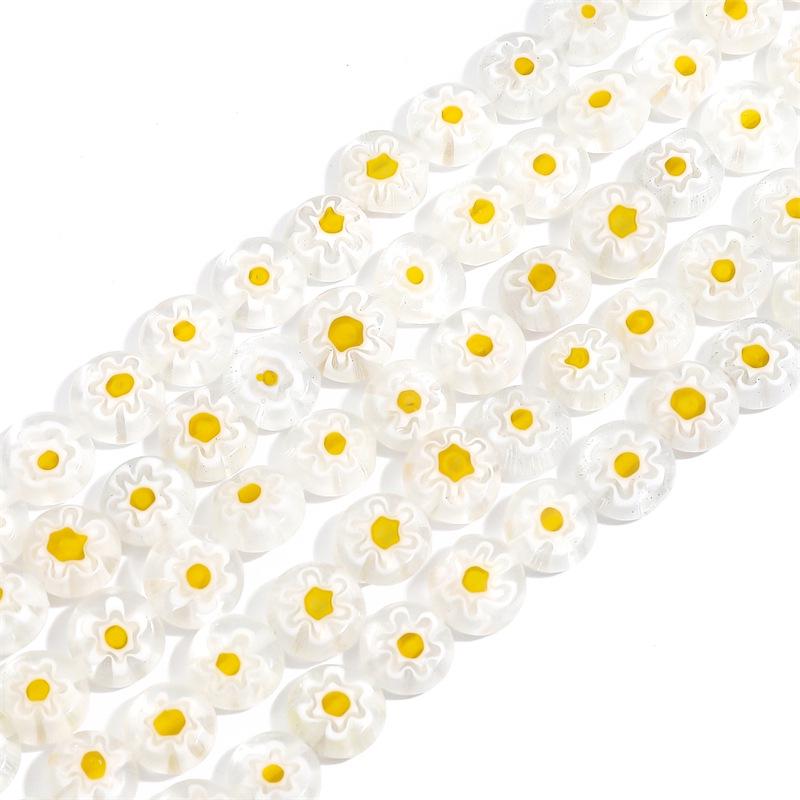 Thousand Flower Glazed Flat Beads for DIY Bracelets, Necklaces, and Earrings