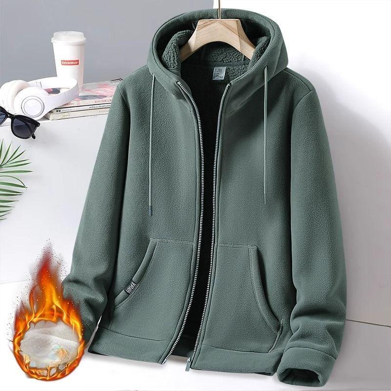 Men's Autumn and Winter Casual Loose Hooded Plus Velvet Sweater