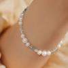 Natural freshwater pearl bracelet, natural aquamarine beaded elastic string bracelet, fresh and stylish fashion jewelry