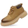 Fashion Retro Casual High Top Boots for Men Genuine Leather Men's Motorcycle Boots Men's All-match Male Ankle Boots Lace-Up Work Shoes