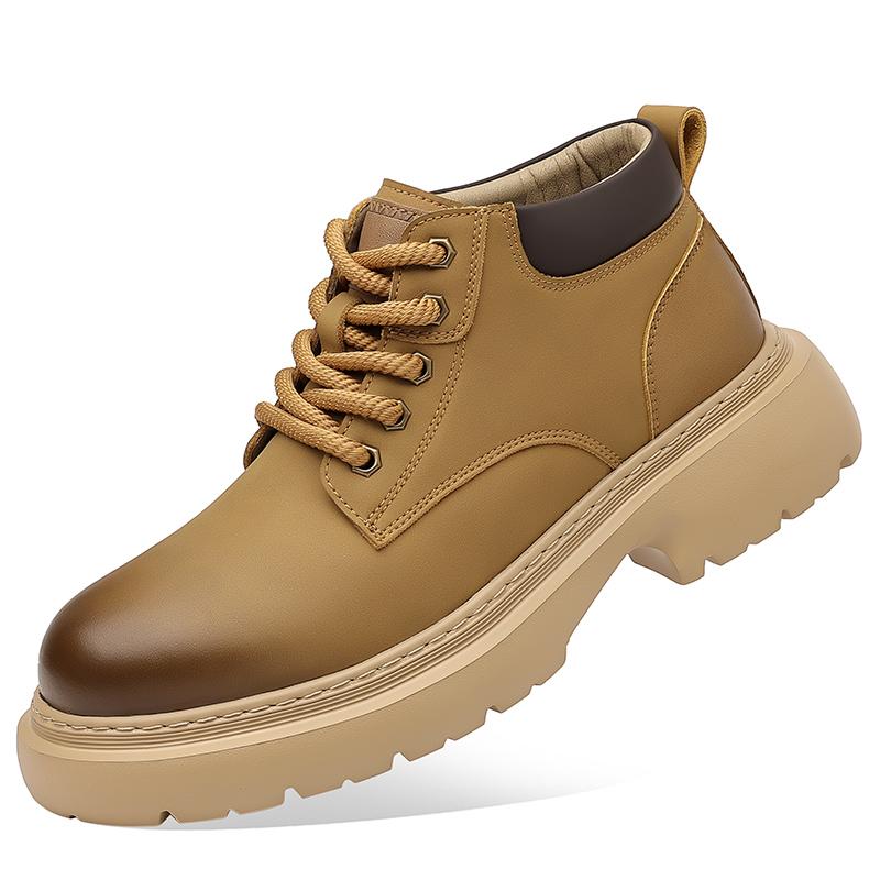 Fashion Retro Casual High Top Boots for Men Genuine Leather Men's Motorcycle Boots Men's All-match Male Ankle Boots Lace-Up Work Shoes