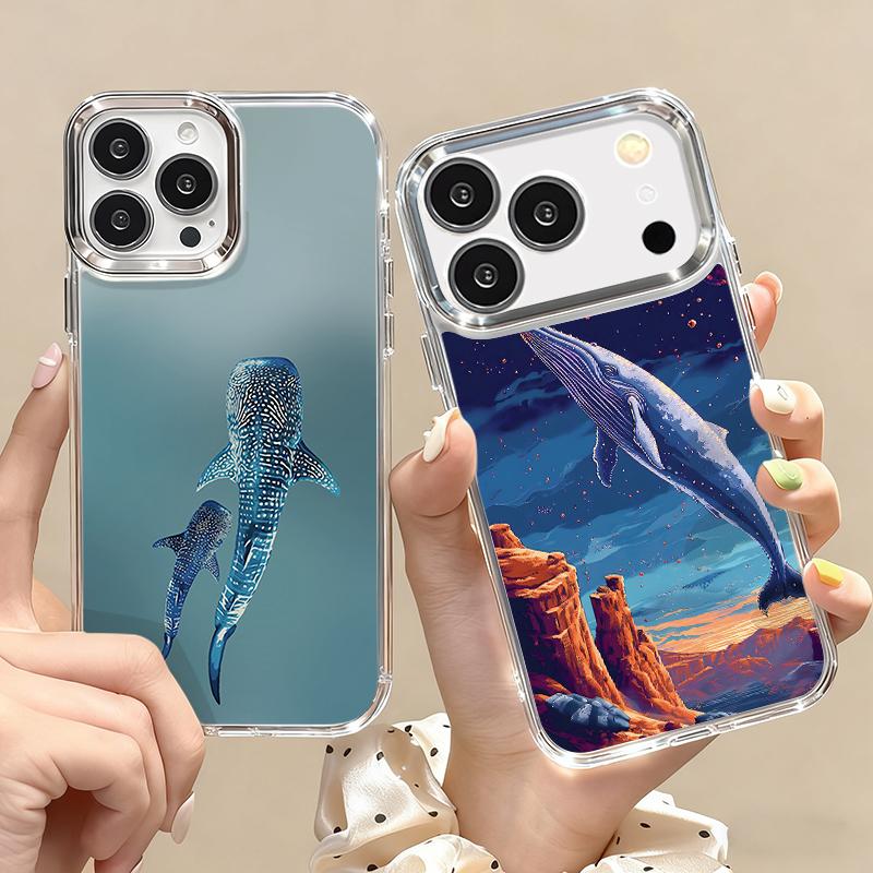 For iPhone 17 Pro Max Case Blue Giant Whale Ocean Pattern Soft Silicone Cover For Funda iPhone 16 Pro Max 15 14 13 12 11 17 Air