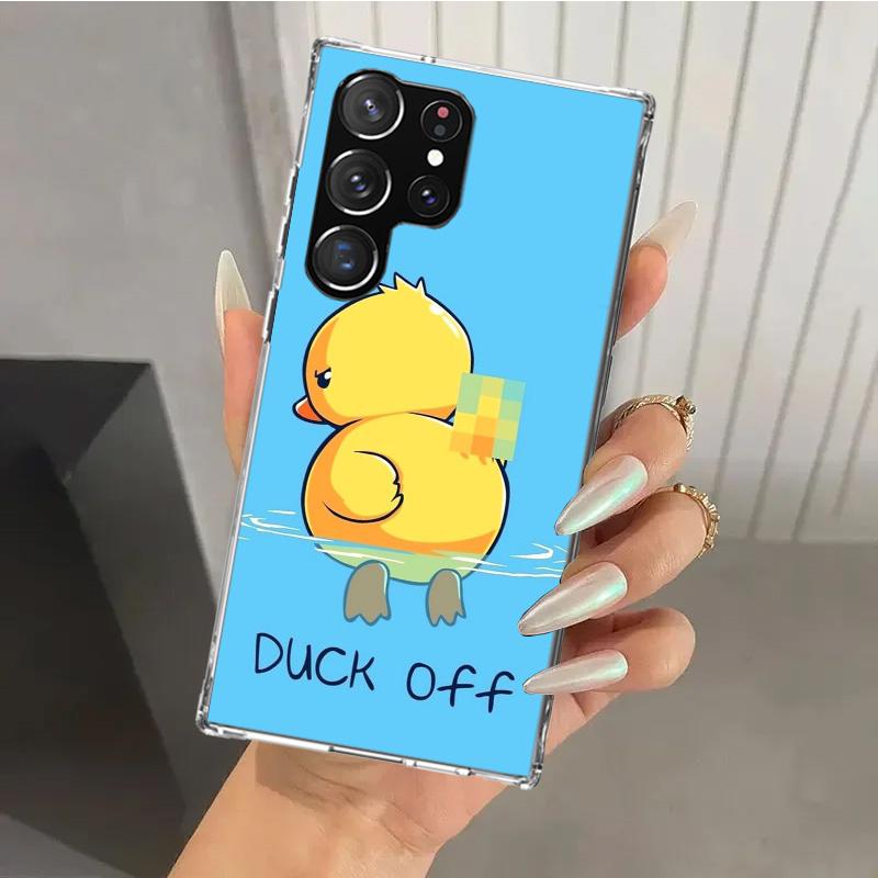 Funny Cute Yellow Duck You Phone Case for Samsung Galaxy S26 S24 S23 Ultra S25 Edge S22 S21 Plus S20 FE + Soft Print Shell Funda