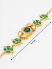 Gold-Plated Green Stone-Studded & Beaded Handcrafted Bracelet