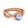 Moonstone Split Band Crossover Pave Ring - 925 Sterling Silver Rose Gold Vermeil