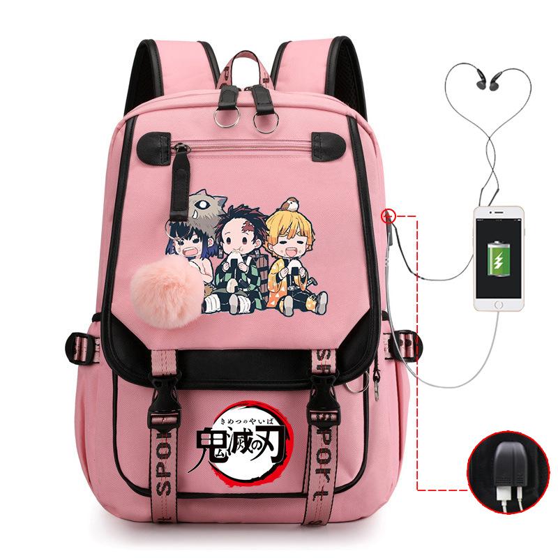 Ghost Annihilation Blade Grade 3-6 Junior High School Student High School Student School Bag Strap USB Multifunctional Backpack