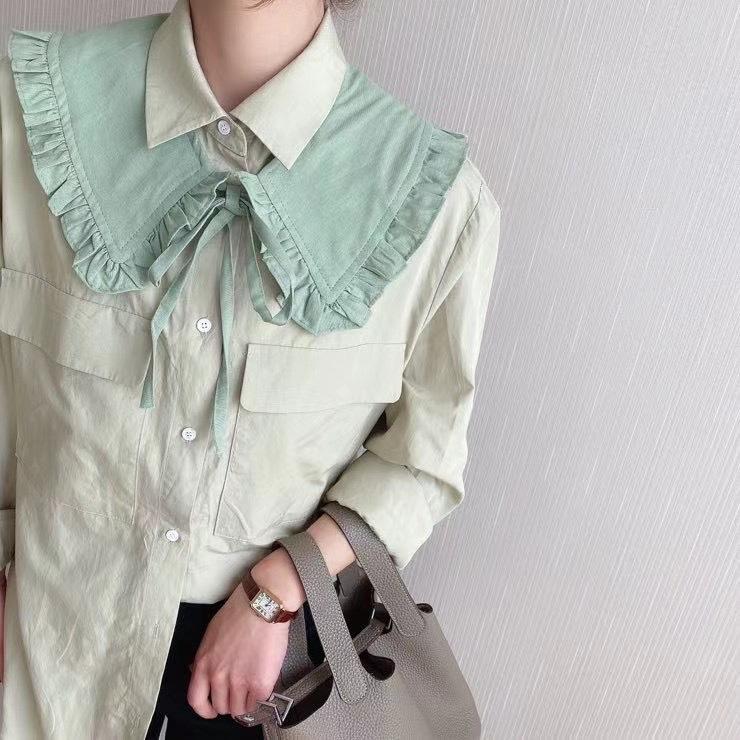 

Декоративный чистый хлопок плечо, небольшой платок завязанный шарф снаружи кондиционируемой комнаты, женский поддельный воротник с юбкой светло-зеленый