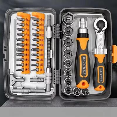 38 Pcs CRV Anti-Slip and Sweat-Proof Handle Multi-Purpose Ratchet Screwdriver Set for Handle Wrench Bit Repair Combination Tool
